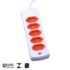 5 Outlet Brazil Power Strip with Telephone Input & Output