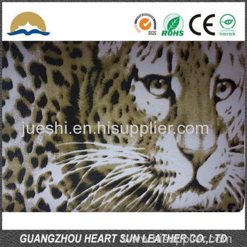 Over 10 years experience factory supply leopard pu synthetic leather for shoes in guangzhou china supplier/manufacturer