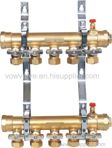 water manifold for under floor heating with brass ball valve