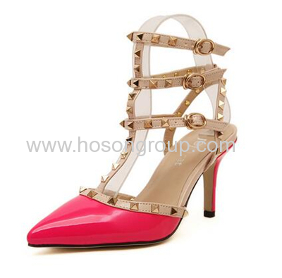 Strappy pointy toe high heel lady sandals