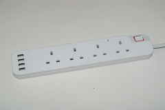 British standard extension power socket 4 way with 4 USB and switch