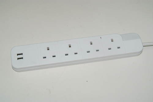 UK power strip with individual switch and surge protection