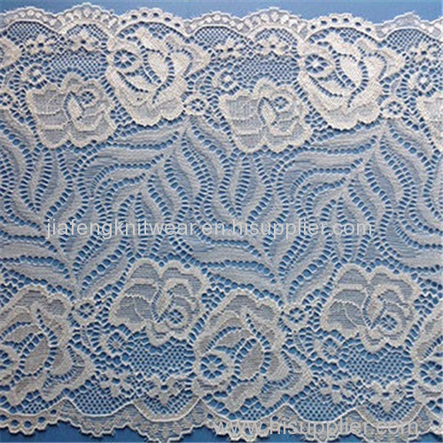 China Hot Sale stretch nylon spandex trim lace;white border bridal lace trim