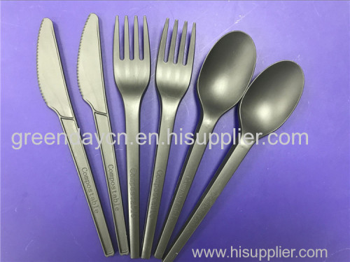 CPLA biodegrdable cutlery flatware black color