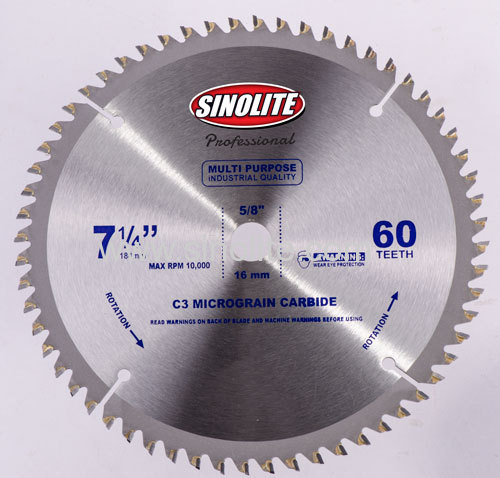 7-1/4" (184mm)-60T Circular Saw Blade Combination Teeth for Industrial Cutting