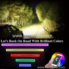 Nicoko 52inch 300W White housing Chasing RGB Halo LED Light Bar straight led lights led Offroad lightwith Bluetooth App