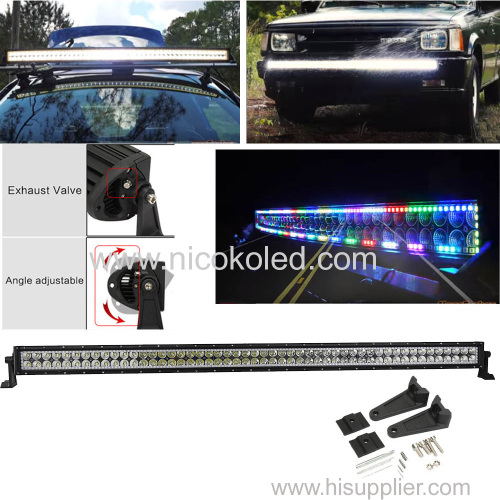 Nicoko 22 120W Chasing RGB Halo LED work Light Bar Curved Head Lamp by Bluetooth Control for Off Road truck car 4x4