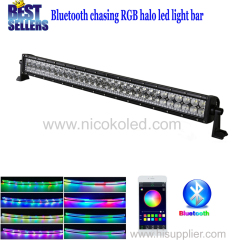 Nicoko straigt 32"180W Chaser RGB Halo LED Light Bar with Bluetooth APP Control for Off Road Driving Light ATVSUV Boatin