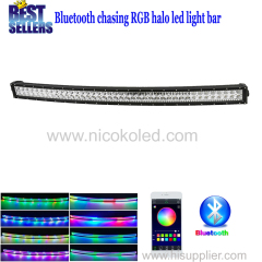 Nicoko 32"180W Curved Bluetooth APP Controlled LED work Light Bar with RGB chasing for Tractor Truck Indicators