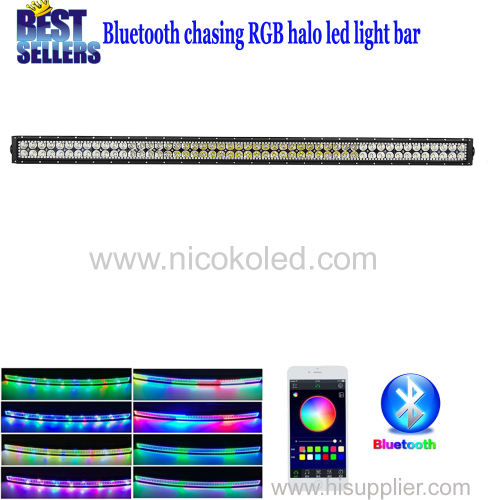 Straight 42" 240W Chasing RGB Halo LED Light Bar with Bluetooth App Control Combo Beam Off Road Light bar