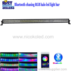 Nicoko Straight 50" 288W Chasing RGB Halo LED Light Bar Led lights by Bluetooth for ATV SUV Pickup Truck