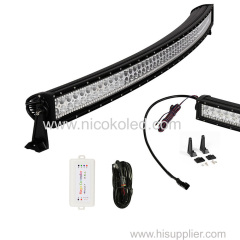 Nicoko Curved 52inch 300W Chasing RGB Halo LED Light Bar Spot Flood Combo Lamp with Bluetooth App control for Truck cars