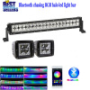 Nicoko 22&quot;120W straight LED Light Bar+Led work light with RGB chaser Halo for offroad truck 12v 24v Truck by Bluetooth