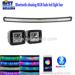 Nicoko Curved 42"240W LED Light Bar + Led work light with RGB chasing with Bluetooth App Controlled for SUV Car Pickup O