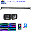 Nicoko 50&quot;288W striaght LED Light Bar+2pcs led pods with RGB chaser Halo by Bluetooth App control for Toyota/Pic