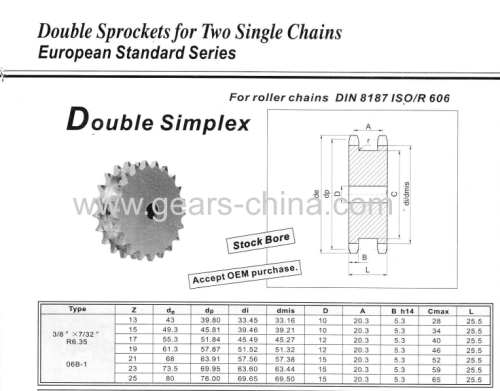 ANSI C2050 standard pitch 87.88 45C material 10T Double Single Sprocket