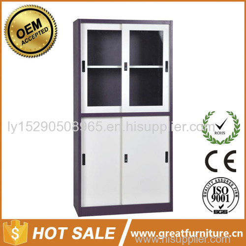 professional production half height two glass sliding door steel file cabinet with low price