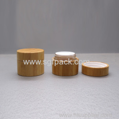 Glass inner bamboo cream jar custom cosmetics jar luxury glass bottle