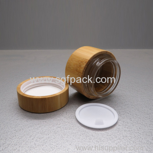 wood cosmetic packaging glass jar