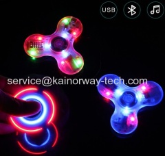 Crystal Rainbow Hand Fidget Tri Spinner With Bluetooth Speaker And LED Flashing Patterns Stress Reliever Focus Gift Toys