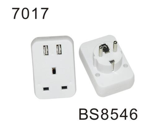 UK to EU ac power with USB port travel plug adapter