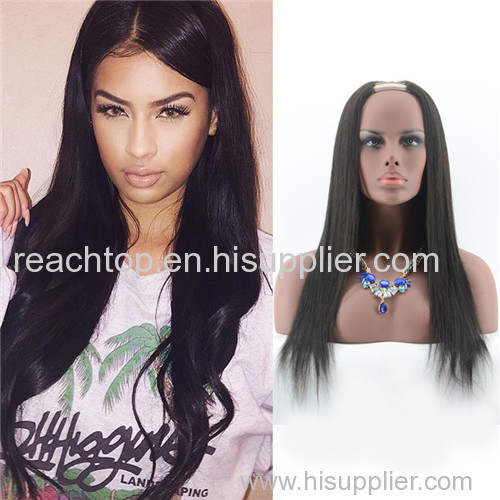 Virgin Human Hair Silky Straight U Part Wig Natural Color Remy Brazilian Hair Wig