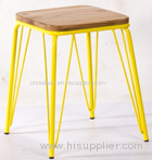 Metal new samll stool with wooden seat