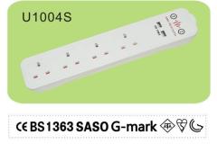 SASO G Mark Desktop Power Electric Socket 4 gang outlet with switch