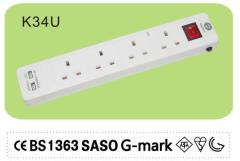 UK type 4 way socket outlet power strip