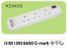 3 Outlet Surge Protector Power Strip with 4 USB ports