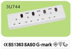 short cord power strip 4 Gang 3FT