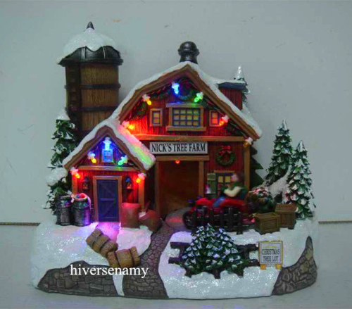 9"LED Santa Painting Scene with Rotating Train with 8 Christmas Songs 3AA Battery
