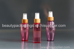 Plastic cosmetic packaging containers with bamboo lids