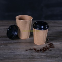 Disposable biodegradable ripple paper coffee cup for hot drinking