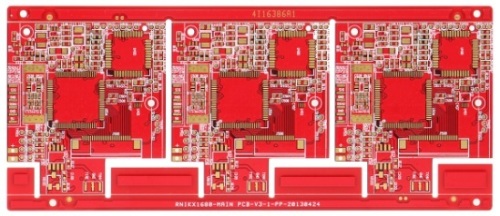 4 layers PCB with red soldermask