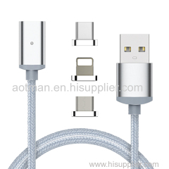 3 in 1 android magnet cable nylon magnetic cable micro usb for mobile phone