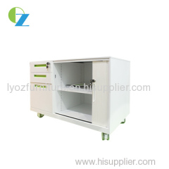 Tambour Door Storage office mobile cabinet small pedestal filing cabinet 3 section slide way fold key