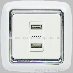 Flush type 2 USB sliver frame socket