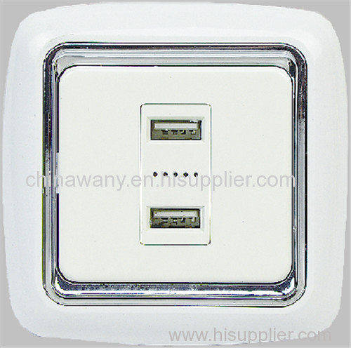 Flush type 2 USB sliver frame socket