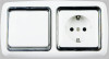 Flush type wall switch and schuko socket with switch