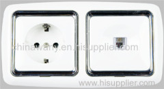 Flush type schuko socket with RJ11