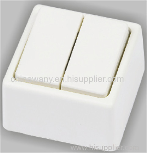 2 gang 1 way IP20 switch surface type PC material