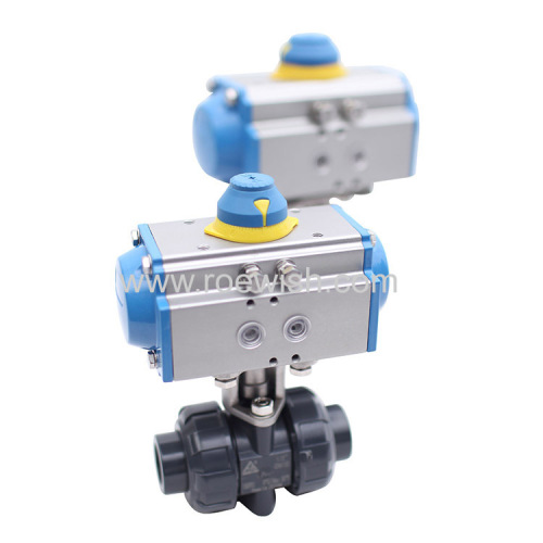 Pneumatic Actuated True Union PVC Plastic Ball Valve