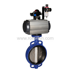 Double Acting Spring Return Pneumatic Wafer Butterfly Valve