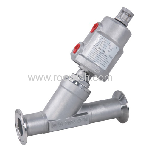 Tri-Clamp Ends Pneumatic Angle Seat Valve with Stainless Steel Actuator