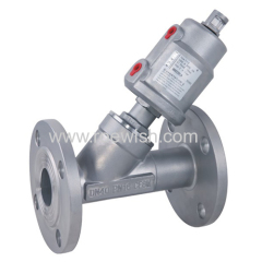 Flanged Pneumatic Angle Seat Valve with Stainless Steel Actuator