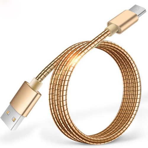 Metal Spring USB Cable USB A to Lightning Cable