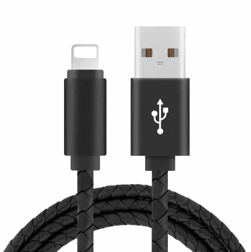 Leather Braided USB Cable USB A to Lightning Cable