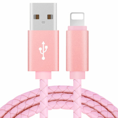 Leather Braided USB Cable USB A to Lightning Cable