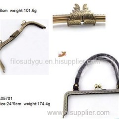 Embossing Customized Logo On Handbag Frames Double Kisslock Clasps Loops Ear Hooks Rings